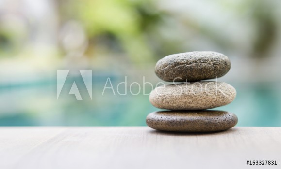 Picture of Natural zen stone over blurred background outdoor day light